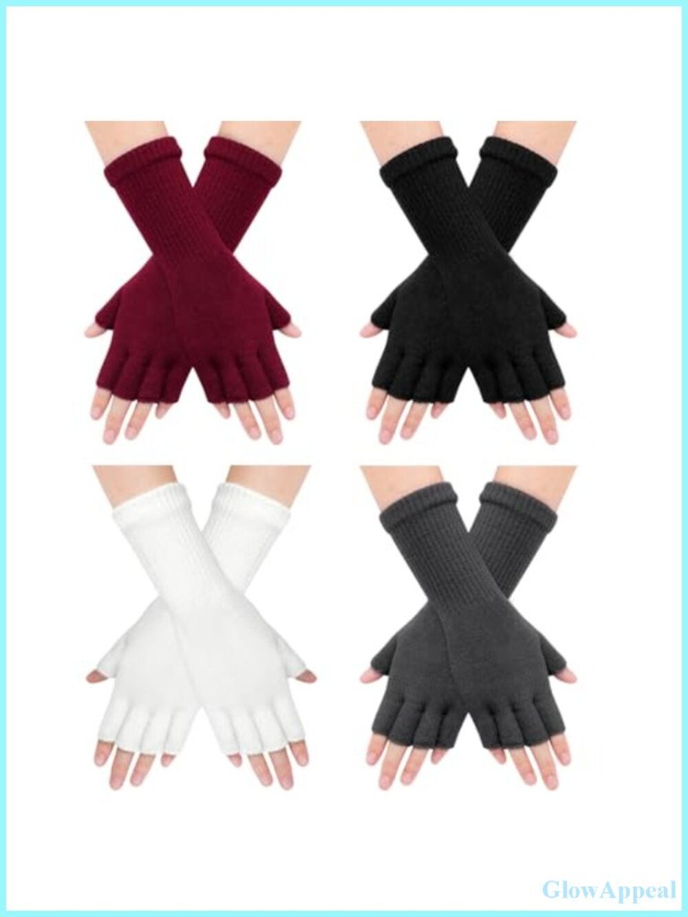 Fingerless Gloves for Women Winter Knit Half Finger Acrylic Gloves Long Cuff
